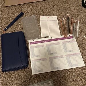 Navy budget wallet with Rose gold accents